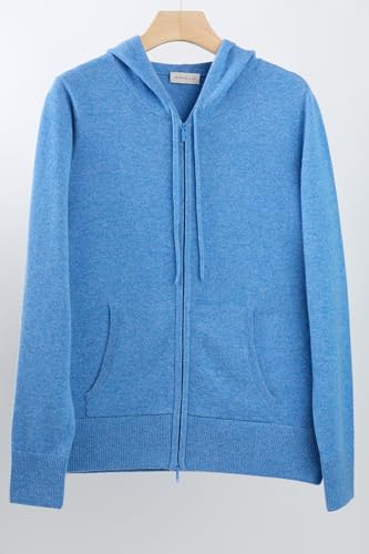 Image of JENNIE LIU Women's 100% Pure Cashmere Long Sleeve Zip Hoodie Cardigan Sweater