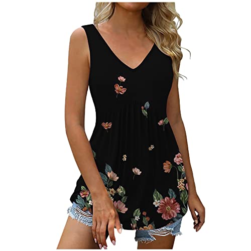 EMATOP Tank Top Damen Sommer Elegant T Shirt Lang Ärmellos Tunika...
