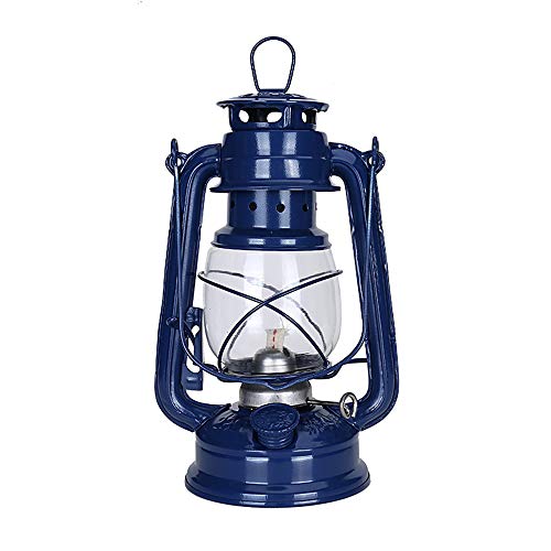 CDwxqBB Retro Hurricane Kerosene Lamp, Super Bright and Windproof, Suitable for Hiking and Camping or Home Decoration Lamps (Height 25Cm),E dark blue