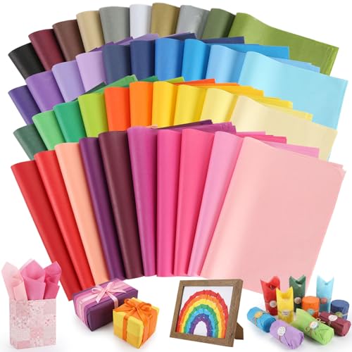 VGOODALL 500 Blatt Transparentpapier Bunt, 40 Farben Seidenpapier...