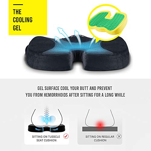Tusscle Cuscino Coccige, Cuscino da Seduta in Gel per Sedili Auto, Ufficio, Sedia Rotelle, Rendi la Tua Seduta più Comoda nella Tua Vita Quotidiana - immagine 4