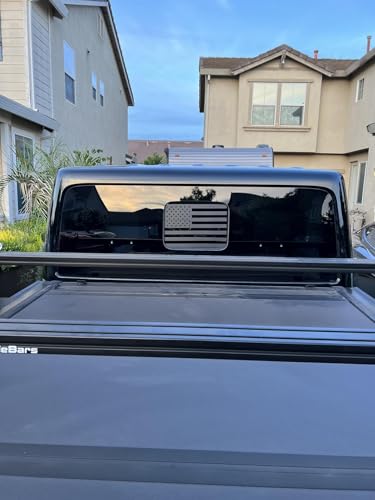 Image of Xinghe for Jeep Gladiator JT 2020-2025 2026 Rear Middle Window American Flag Decal for Truck, Matte Black USA Flag Decal for Truck Back Sliding Window