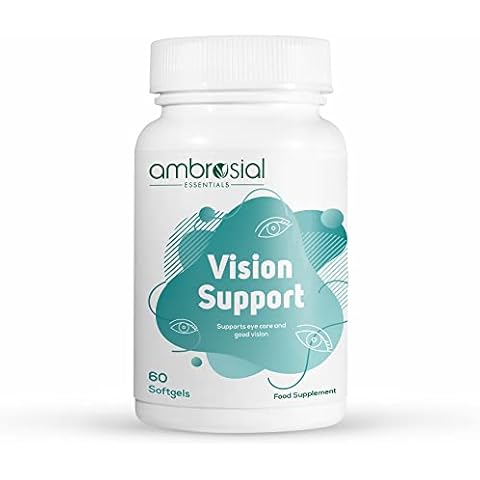 Ambrosial Vision Support Lutein and Zeaxanthin Supplement | Eye Support Supplement with Vitamin A, Omega 3, Grape Seed, Green Tea & More | High Strength Eye Supplement | 60 Softgels Cover