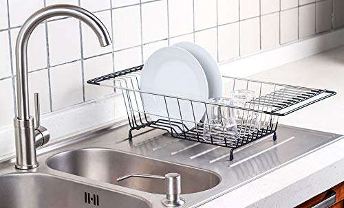 Neat-O Over-The-Sink Kitchen Dish Drainer Rack, Durable Chrome-Plated Steel (Black) - Thumbnail 6