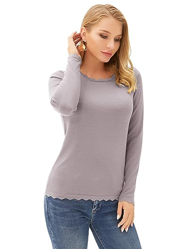 Image of GRACE KARIN Fall Sweaters for Women 2026 Long Sleeve Crewneck Business Casual Tops High Stretchy Knit Fitted Pullover Sweater