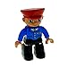 Produktbild 1 x Lego Duplo Figur Mann Hose schwarz Jacke blau Mütze rot Uniform Zug Führer Eisenbahn Lokführer Schaffner 47394pb051