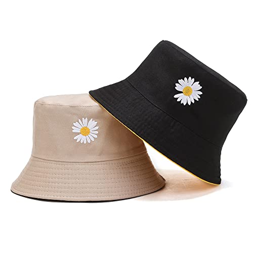 Image of Alexvyan Women Cotton Sun Visor Hats UV Protection Wide Brim Summer Cap Hat UV Protection Breathable Casual Beach Hat, Sun Protection Cap (Beige and Black Reversible), Large