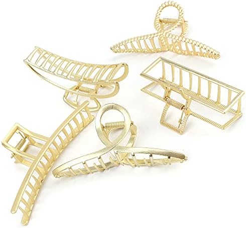 Large Metal Hair Clips for Thick and Long Hair - Butterfly Claw Clips with Non-Slip Grip, Big Jaw Clamps for Women (Light Gold)