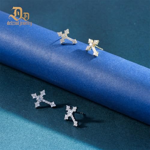 Moissanite Cross Earrings for Men Women, 925 Sterling Silver Cross Stud Eearrings D Color VVSI Moissanite Stud Earrings Crucifix Jewelry3