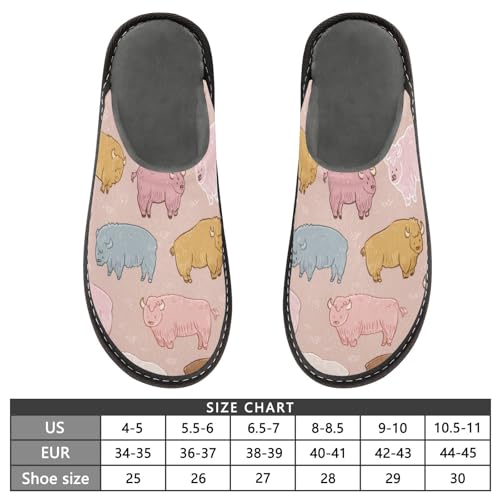 Slippers for Women Colorful Cute Bison Pattern Soft Fuzzy Women's Slippers Indoor and Outdoor Shoes3