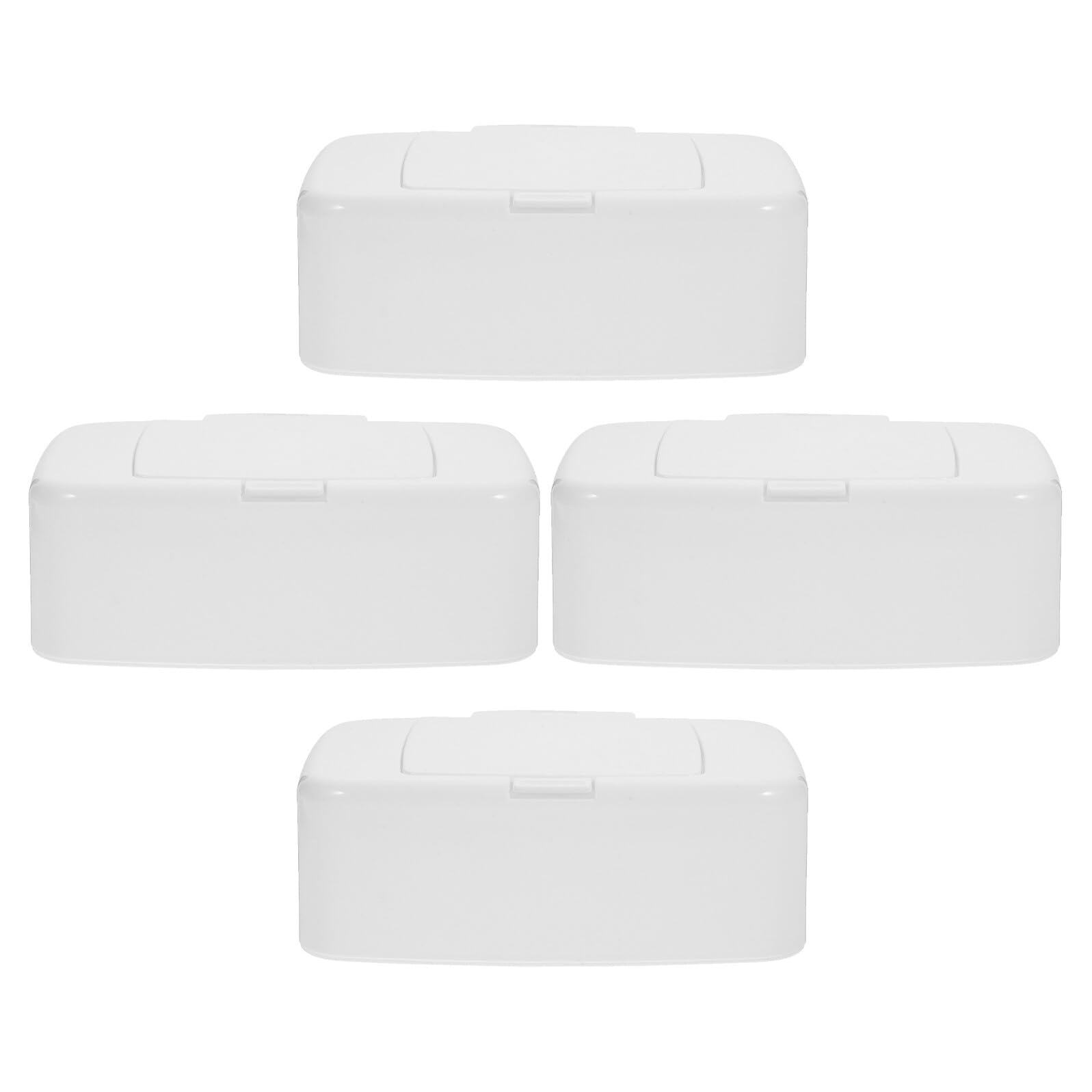 Dispensador de Toallitas Húmedas para 4 Piezas con Tapa Hermética, Caja Portátil de Almacenamiento de Color Claro con Botón a Presión, Contenedor Reutilizable