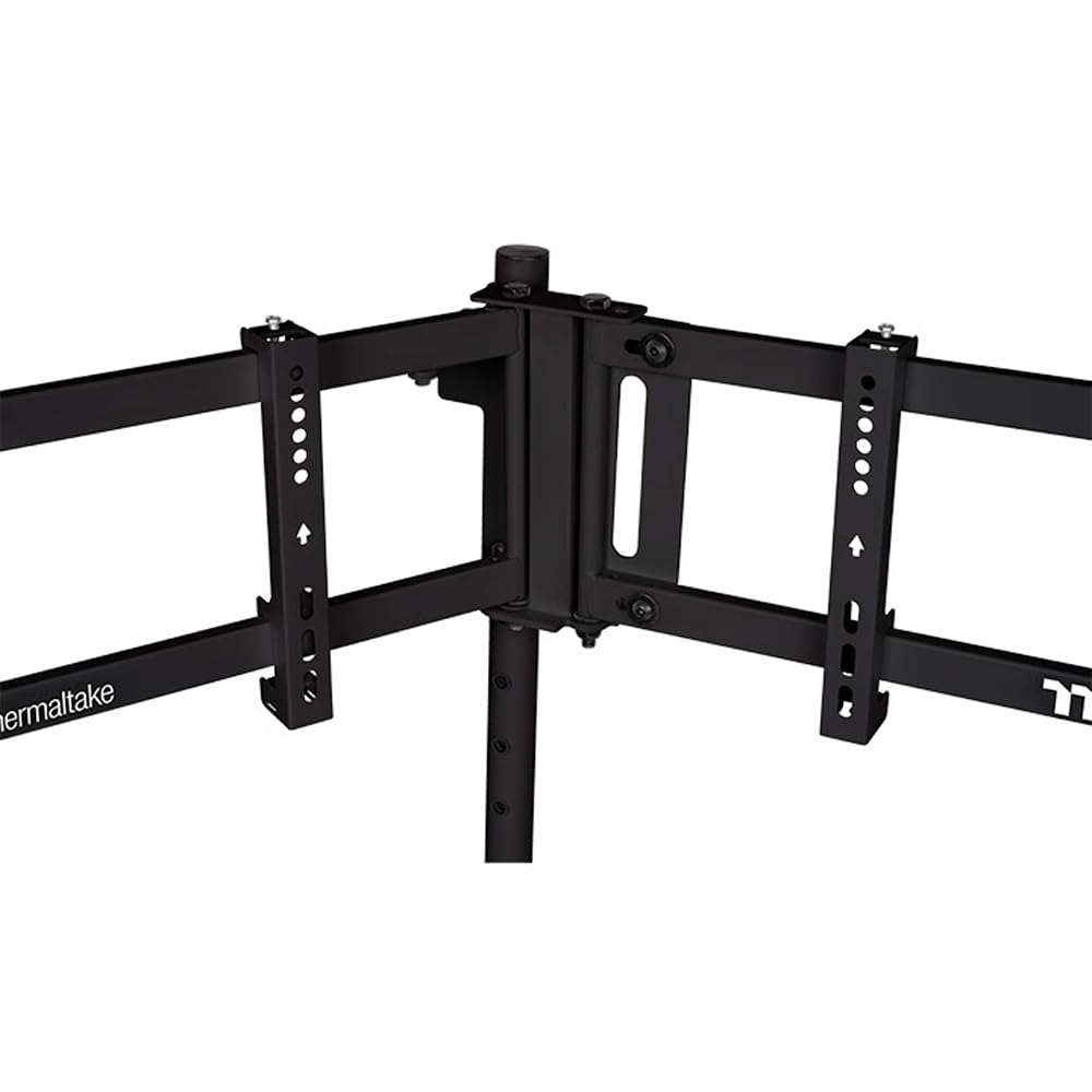 Thermaltake Triple Racing Monitor Stand Pro | Per 3 monitor 32″ curvi/34″ piatti | Struttura in acciaio | Altezza regolabile | Nero