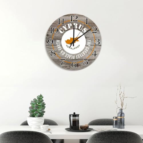 Horloge murale drapeau Chypre 38 cm à piles pour salon