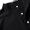 YAOBAOLE Men Linen Beach Shirts for Men Classic Henley T-Shirts Vacation Short Sleeve Shirt Black 3XL #2