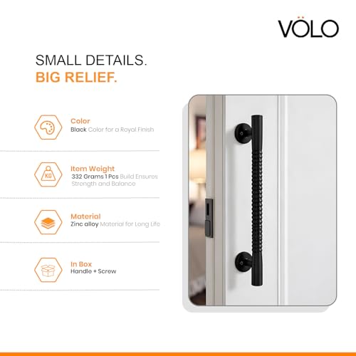 Image of VOLO Main Door Pull Push Handle for Main Entry | Interior Exterior Use | Modern Home Office Door Hardware Pull Handle | (Black, 8 Inch (200MM), Pack of 2 Piece (K-59))