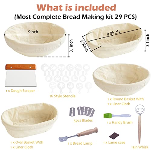 Bread Banneton Proofing Basket Set Of 2, Banneton Proofing Basket 10 Inch Oval & 9 Inch Round Proofing Basket For Sourdough - Sourdough Starter Kit - Bread Proofing Bas, Gifts For Bakers #TOP1