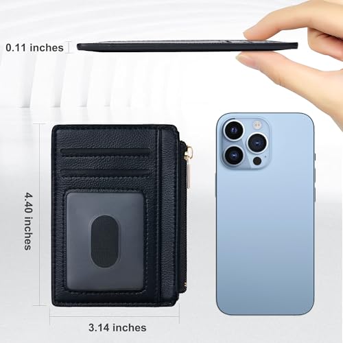 Image of Tipmile Mens RFID Wallet, Small Slim Business Credit Card Holder, Mens Gift | Mini Tiny Cute ID Case, Minimalist Zipper Pocket Wallet, Thin Coin Purse, Mothers Gift