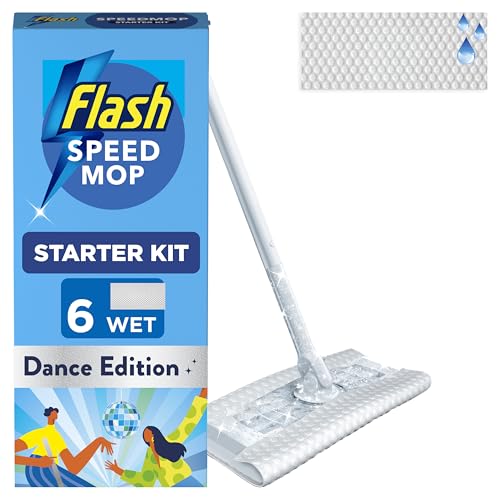Flash Speedmop Wet Mop Floor Cleaner Starter Kit For Cleaning Floors Includes: 1 Mop 6 Wet Refills Citrus Scented Dance Edition For A Fast & Easy Clean