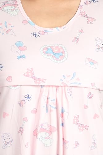 Image of Fabme Women's Above Knee Length Printed Pre and Post Pregnancy Pure Cotton Nursing Nightdress Nighty
