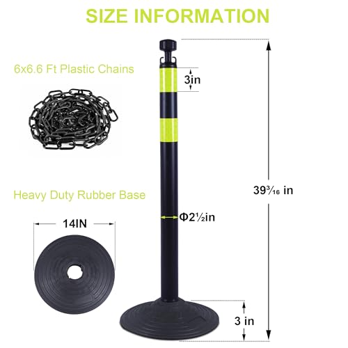 Image of OrangeStar 6 Pack Traffic Delineator Post Cones, 40 inch Black Safety Barrier