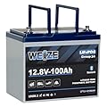 Weize 12V 100Ah Group 24 Bluetooth LiFePO4 Lithium Battery, Built-in 120A BMS, Low-Temp Protection Deep Cycle 500A/3S Peak Discharge Battery for RV, Camping, Solar, Trolling Motor, Home Energy