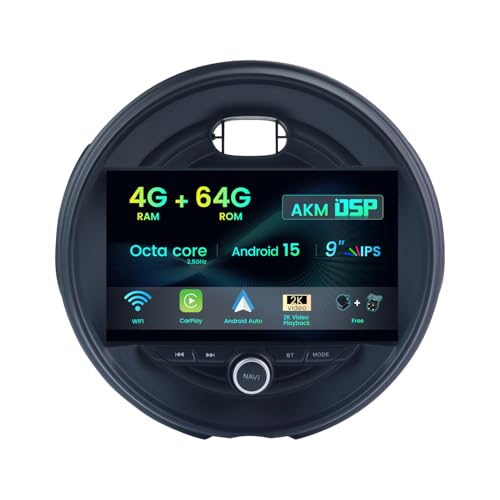 MISONDA Radio Coche 4G+64G para BMW Mini Cooper F54 F55 F56 F60 2015 2019 Android 15 Autoradio navegación GPS Carplay Android Auto Bluetooth MirrorLink WiFi 9 Pulgadas IPS Pantalla Táctil