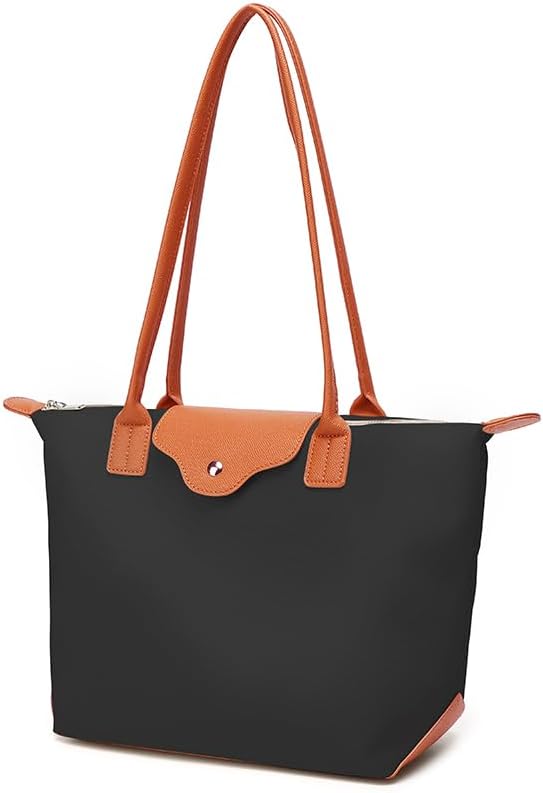 Foldable Nylon Tote Bag for Women, Zippered Top-Handle Hobo Purse for Weekend Travel, Leisure & Daily Use