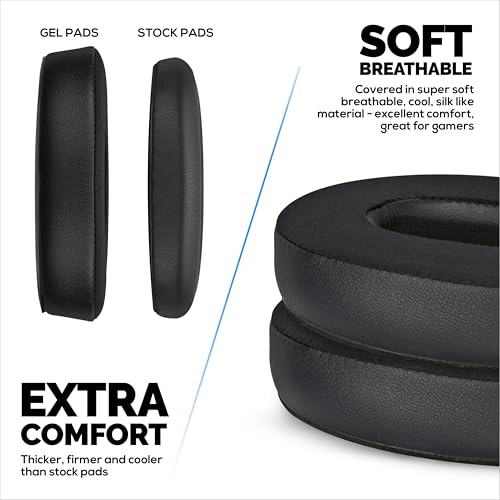 Almohadillas de repuesto híbridas para Bose QuietComfort 45 (QC45), gel suave, tela transpirable con cuero PU y espuma viscoelástica, comodidad extra, fácil instalación, por Brainwavz (Negro) miniatura 4