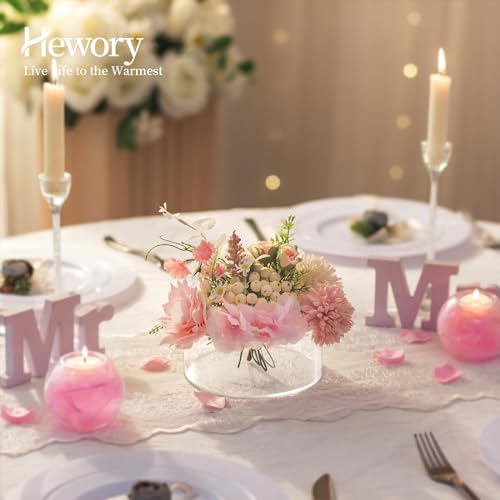Hewory Acrylic Flower Vases for Centerpieces Round Large Clear Floral Vase with Holes, Short Box Arranger Bulk Low Base Holder for Wedding Birthday Party Events Home Dining Table Decor - Image 7