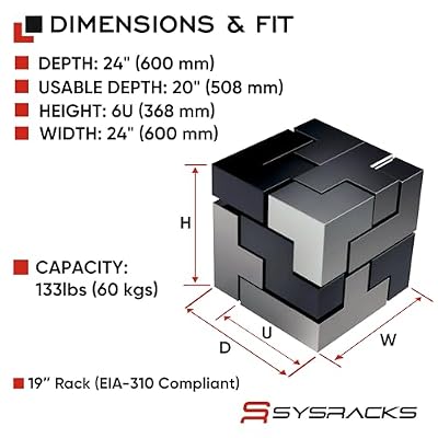 6U Wall Mount Server Rack Cabinet 19 Network Rack Enclosure, 24 Deep Data Rack Cabinet with Fan, PDU & Shelf for IT Equipment, Switches and Patch Panel