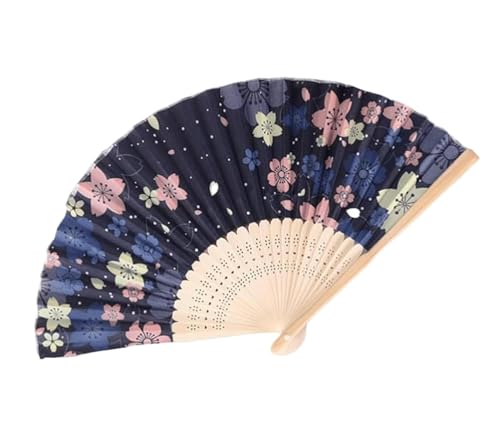 Habrur Abanicos de Mano Chino Abanico Abanico De Mano con Estampado Floral, Abanico Plegable Japonés Portátil con Borlas, Abanico Chino para Bailar, Cosplay Abanico Plegable Chino Adornos(D)