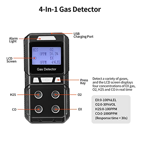 Seesii-Portable-4-Gas-Detector-Rechargeable-Multi-Gas-Monitor-Air-Quality-Tester-Analyzer-High-Precision-Sound-Light-Vibration-Alarm-Backlight-LCD-Display-EX-O2-H2S-CO-4-in-1-Gas-Meter-LEL-PPM