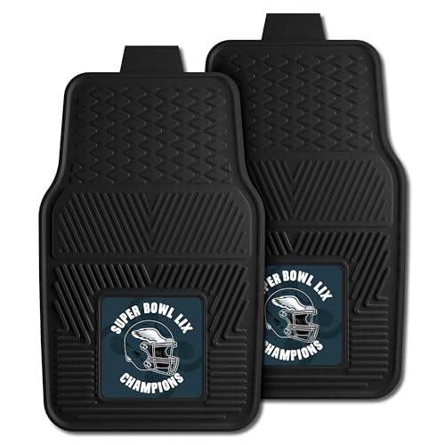 FANMATS 46237 2024-25 Super Bowl LIX Champions - Philadelphia Eagles 2-pc Vinyl Car Mat Set | Black | 17