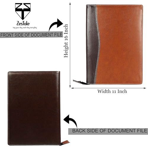 Image of ZesTale Faux Leather Professional Files and Folders | Conference Folder | Certificate Holder | Documents Folder with 20 Leaf | File folders for documents (Size: B4, Colour- Brown)