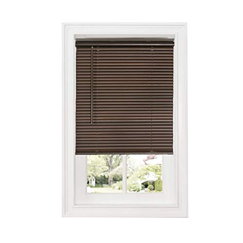 Image of Cordless Room Darkening Mini Blind - 36 Inch Width, 64 Inch Length, 1 inch Slat Size - Mahogany - Cordless GII Deluxe Sundown Horizontal Windows Blinds for Interior by Achim Home Decor