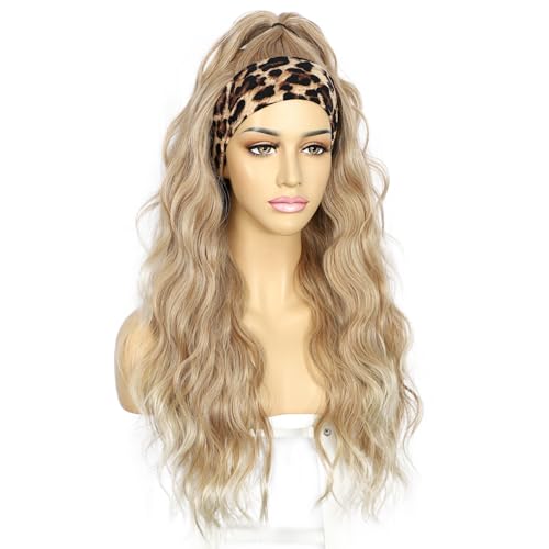 Sapphirewigs Headband Wig Blonde Wavy Synthetic Wigs for Women Ombre Glueless Daily Wear Cosplay Headband Hair 150% Density 26 inch - Image 4