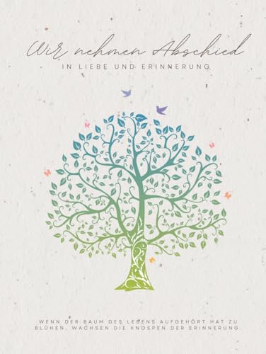 Kondolenzbuch mit Kondolenzliste | Edles Hardcover | Gedenkbuch für Trauerfeier & Beerdigung | 21x28cm | 100 Seiten | Lebensbaum, Natur, Wald