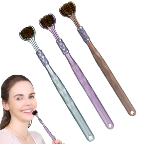 Cepillo de Dientes Lados - Cerdas Ultra Finas para Limpieza Profunda | Cepillo Manual de 3 Cabezales para Adultos y Niños | Protección Đe Encías Cuidado Hogar Viaje Color Aleatorio