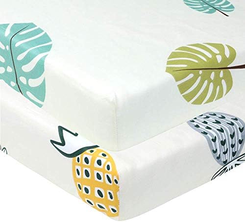 Organic Cotton Crib Mattress Sheet Set (2 Pack) | 100% Cotton Ultra Soft | Fits Standard Crib Mattress for Babies & Toddler Mattress (28x52x9 inch)