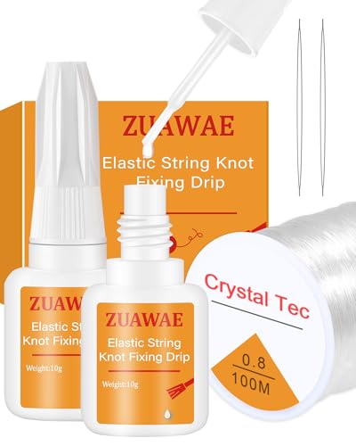 ZUAWAE Elastic String for Bracelets Making Kit 0.8mm Clear Bracelet String Jewelry Glue for Elastic String to Clay Beads Jewelry Making Supplies