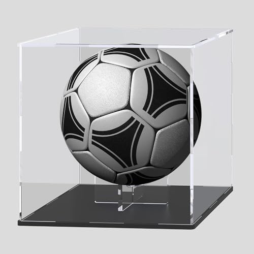 Image of Acrylic Display Case with Ball Stand for Full Size Footballs, Versatile Clear Acrylic Display Box for Sport Souvenirs Showcase