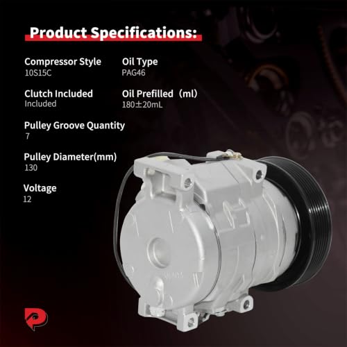 Image of PHOBOOS A /C compressor with Clutch Compatible with Toyota RAV4 2001-2005, L4 2.0L /2.4L, Sport Utility, Fast Cooling, Low Noise, Easy Installation, Ref.68332