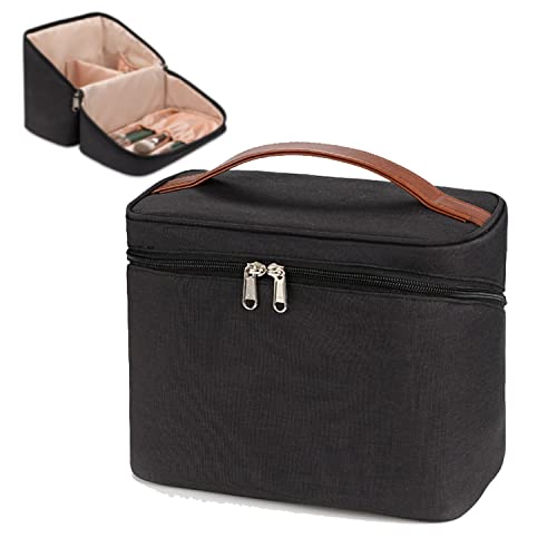 Makeup Bag Travel, Ethereal Cosmetic Bag Upright Makeup Bag Organizer Large Capacity Toiletry bag for Women Waterproof Makeup Brush Bag (Medium, Black)