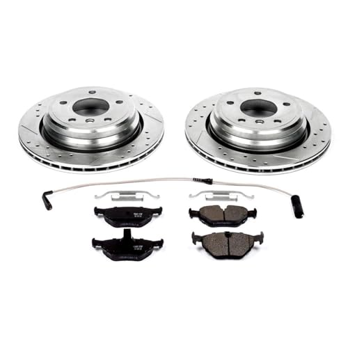 Image of PowerStop Z23 Performance Brake Pad & Rotor Kit Rear K3125 | BMW 528i, BMW 525i, 530i Carbon Fiber Ceramic Brake Pads + Drilled & Slotted Rotors