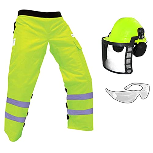 Forester OEM Arborist Forestry Professional Cutter's Combo Kit Chaps Helmet (37, Safety Green Chap Kit)