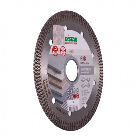 Distar 1A1R - Disco da taglio diamantato, 125 x 1,4 x 10 x 22,23 mm, per piastrelle in ceramica, ceramica smaltata, gres, marmo, ceramica dura, granito industriale di classe 10 mm
