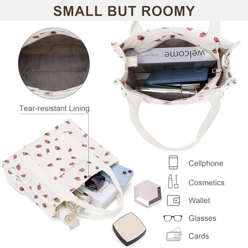 Image of Corduroy Tote Bag Small Satchel Bag for Women Crossbody Bag Purse with Zipper Casual Hobo Handbag