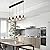 WILON Pendant Lights Kitchen Island, 5-Light Dining Room Light Fixture with Seeded Glass Shade, Farmhouse Chandeliers for Dining Room Matte Black Finish Hanging Linear Chandeliers for Kitchen Island