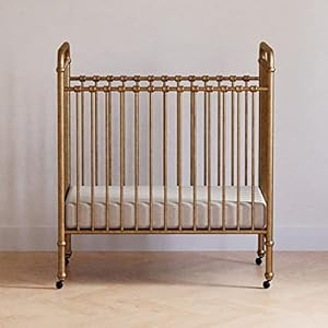 NAMESAKE Abigail 3 in 1 Convertible Mini Metal Crib in Vintage Gold Greenguard Gold Certified