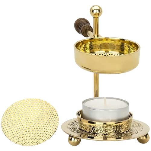 Handmade Gold Brass Incense BurnerIncense Censer with Sieve Adjustable Height 4.33 Inch Adjustable Incense Heater for Aromatherapy with Tea Light Included product thumbnail 10